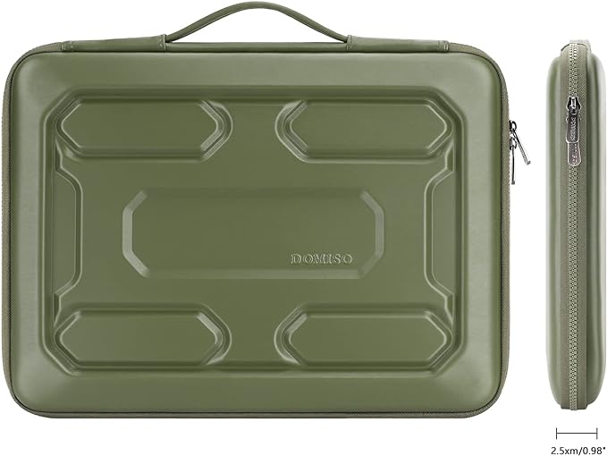 DOMISO 14 inch Laptop Sleeve with Handle Shockproof Computer Bag Waterproof EVA Protective Carrying Case for 14" ThinkPad E480/Yoga 920/13.5" Microsoft Surface Book/HP Pavilion 14 Stream 14, Green