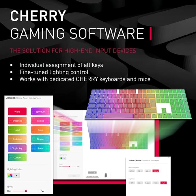 Cherry MX 3.0 S Wired Mechanical Gaming Keyboard. Aluminum Housing Built for Gamers w/MX Blue Switches. RGB Backlit Color Display Over 16m Colors. from The Makers of MX. Full Size. Pure White.