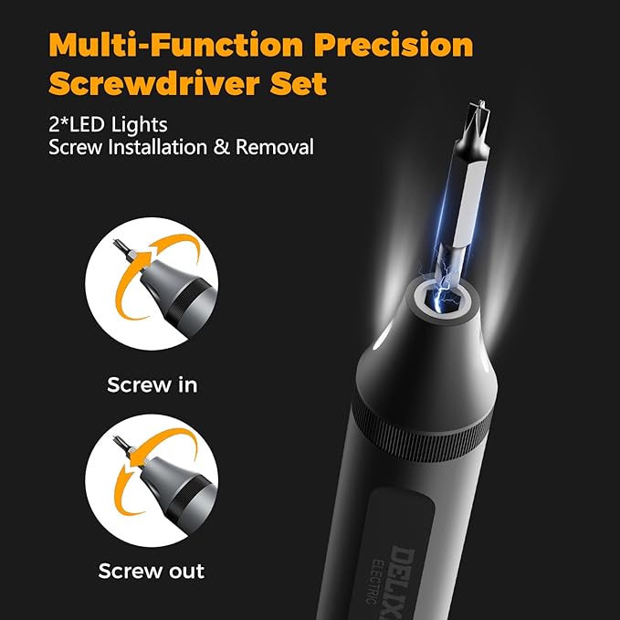 3.7V Electric Screwdriver Kit, 48-in-1 Dual-Head Precision Screwdriver Set with Manual and 170 RPM Electric Screwdriver, USB Rechargeable, Ideal for Precision Electronics Repair