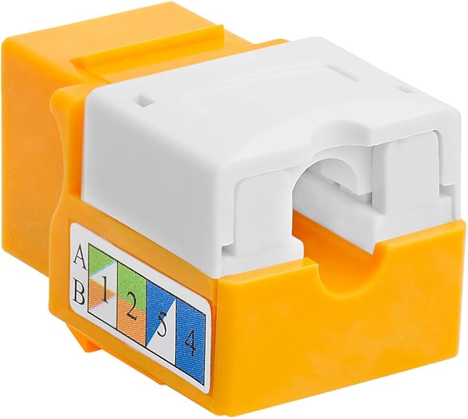 Cmple - 10 Pack Cat5e Keystone Jack Insert Punch Down RJ45 Connectors RJ45 Keystone Jack 90 Degree Female for Wall Plates, Patch Panels, Patch Cables, Ethernet Cables - Yellow