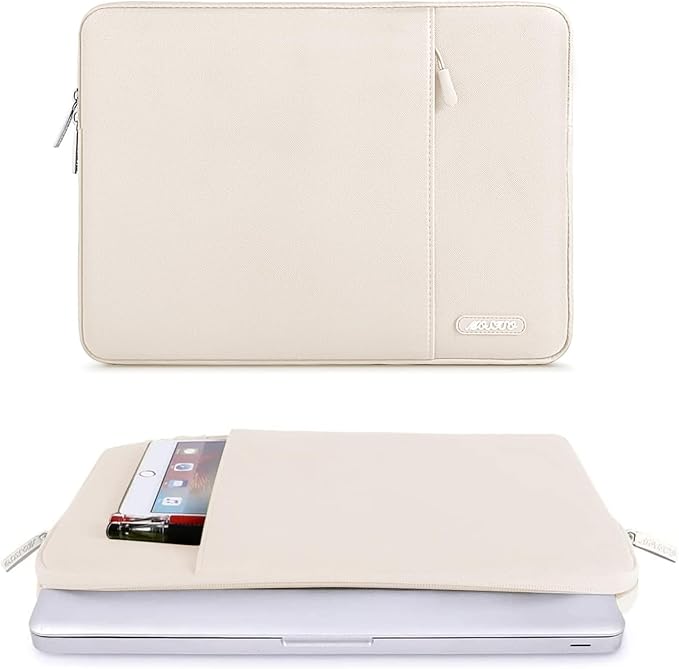 MOSISO Laptop Case 13.3 inch, 13-13.3 inch Laptop Sleeve Compatible with MacBook Air/Pro 13 / Pro 14, HP Dell ASUS Lenovo Notebook, Polyester Vertical Computer Sleeve Bag with Pocket, Sand