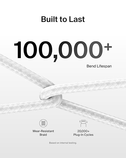 Belkin USB C to USB C Cable, 9.9ft, 60W - Type C Charger, iPhone Charger Cord, Soft, Braided, Flexible for iPhone 16, Galaxy S25, Pixel 9, Airpods, iPad Pro, Tablet & More, Travel Essentials - White