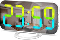 SZELAM Digital Alarm Clock,LED RGB Colorful Clocks,with Mirror Surface Large Display,2 USB Charger Ports,Auto Dimming,Modern Desk Clock for Bedroom Home Office Decor- White