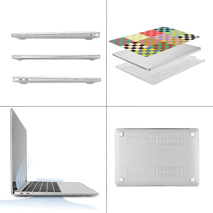 Compatible with MacBook Air 13.3 13.6 Inch Case 2022 2021 2020 2019 Plastic Hard Shell Case Cover,13.3 Pro(A1706/A1708/A1989/A2159/A2289/A2338), Colorful Checker