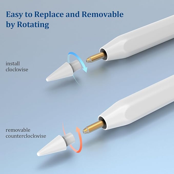 Upgraded Replacement Tips for Apple Pencil Pro/2nd Gen/1st Gen/USB-C,No Wear Out Pencil Nibs Precise Control - Replacement Nibs for Apple iPad Pencil - 8 Pack White
