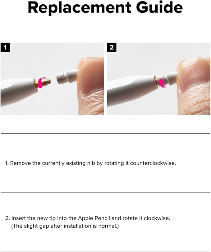 Ringke Apple Pencil Tips [3 Pack/Replacement for All Generations] Compatible with Apple Pencil Pro, 1st, 2nd Gen, USB-C Accessories, Crisp & Clear Feel Nib - HB (Light Gray)