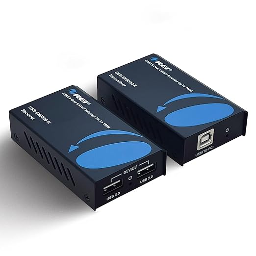 OREI USB 2.0 Over Ethernet Cat5e/6 Extender LAN Upto 330 Feet - Extends 2 Ports USB-A Signal Over LAN Ethernet - Power Over Cable for Long Distance Extension Supports All Operating System