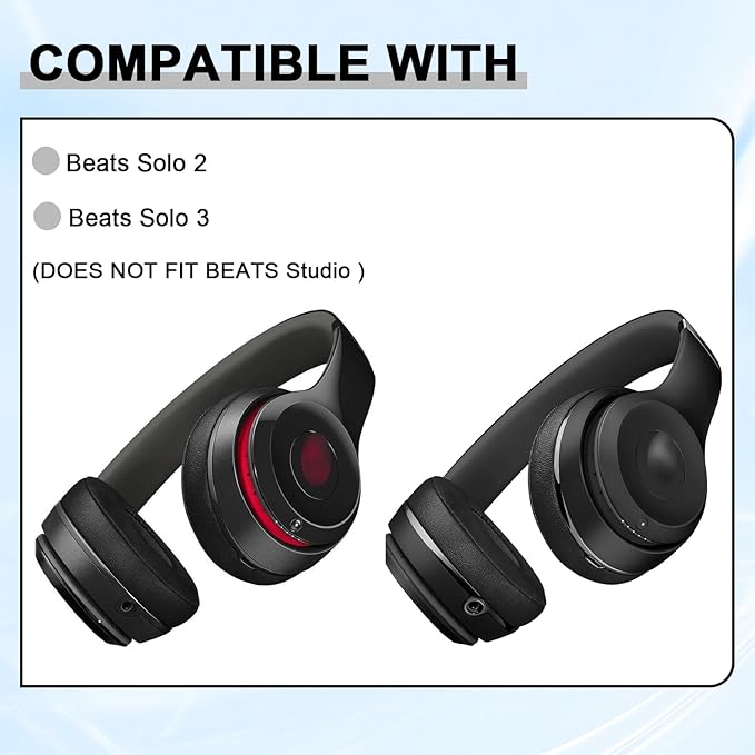 Replacement Ear Pads for Beats Solo 2 & Solo 3 Wireless On-Ear Headphones, Ear Cushions, Headset Earpads, Ear Cups Cover with Soft Protein Leather (Blue)