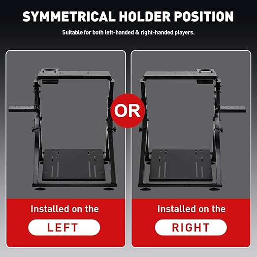 GTPLAYER Sim Racing Wheel Stand Simulator Cockpit Wheel Stand fit for Logitech G25 G27 G29 G920 G923 Thrustmaster T330TS Gaming Stand Wheel Pedals NOT Included, Deep Black With Cup Holder