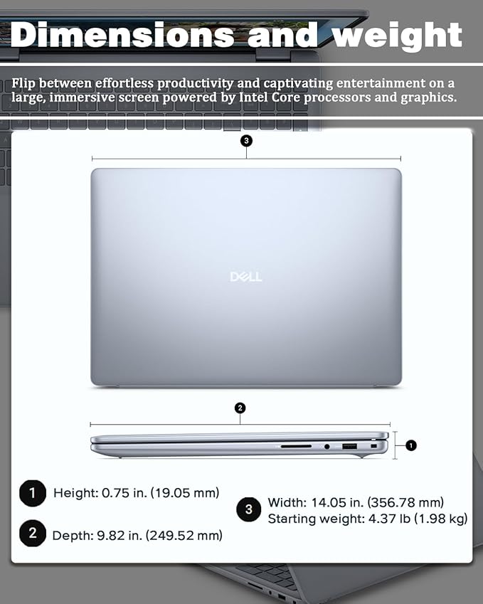 Dell Inspiron 16 Business Laptop - 16'' Touchscreen FHD+ Dsiaplay, Intel 10-Core 7 150U(Up to 5.4GHz) Express Charge, Backlit Keyboard, Windows 11 pro, Fingerprint (16GB RAM | 1TB SSD