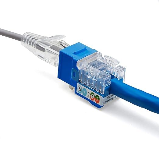 trueCABLE Cat6A Keystone Jack, Unshielded (UTP), 90 Degree Punch-Down, PoE++ (4PPoE), UL Listed, ETL Verified, ANSI/TIA Certified, Modular RJ45 Female, Blue, 12 Pack