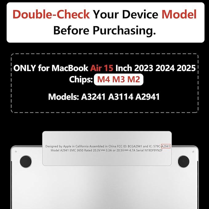TWOLSKOO Compatible with M4 MacBook Air 15 inch Case 2025-2023 Released Model M4 A3241 M3 A3114 M2 A2941, Plastic Hard Shell & Screen Protector & Keyboard Cover & Type C Adapter, Blue Flowers
