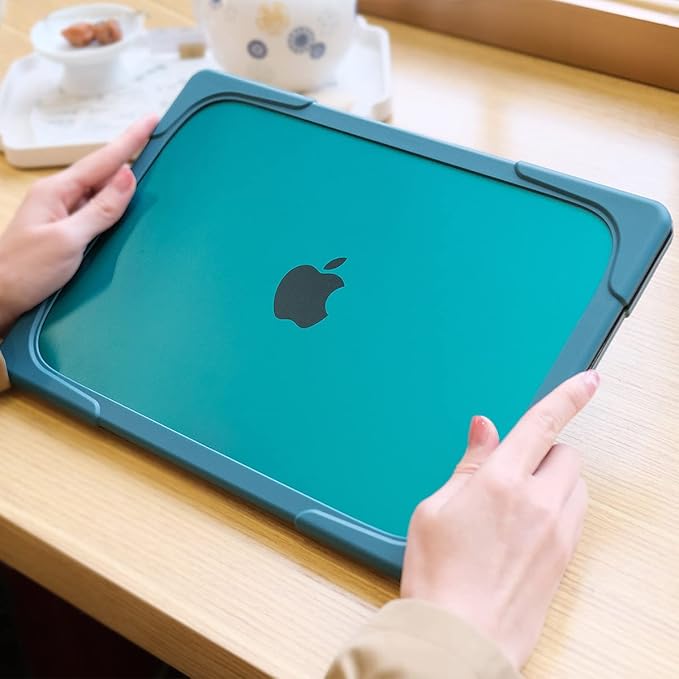 Batianda for New MacBook Air 13.6 inch Case 2025 M4 2024 2022 Release Model A3240 A2681(M2) A3113(M3), Heavy Duty Shockproof Protective Hard Shell with Fold Kickstand & Keyboard Cover, Teal