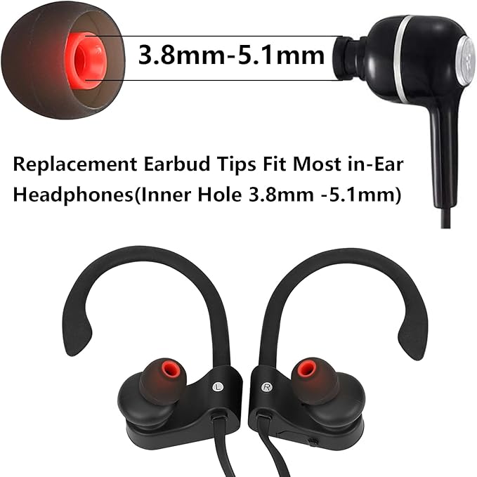Earbud Replacement Tips Silicone Earbud Tips Earbud Covers Fit for in-Ear Headphones (Inner Hole 3.8mm -5.1mm) Ear Tips Earbud Rubber Tips 9 Pairs S/M/L