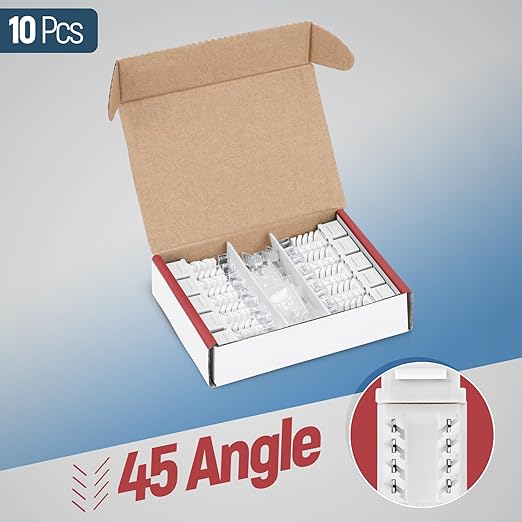 Everest 45° Angled RJ45 Cat6 Keystone Jacks 10-Pack in White - Slim Profile Female RJ45 Connectors - Cat 6 Keystone Jack - Compatible with 45° Angled Speed Termination Tool - 45Term (B0BL3GS7ZY)