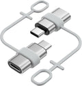 MoKo Lightning to USB C Adapter 2Pack, NOT for Lightning Earbuds/Headphones/OTG, USB-C to Lightning Adapter for iPhone Air 17 16 15 Pro Max Plus,iPad Pro/Air,Galaxy,ONLY for Charging/Data Sync,Silver
