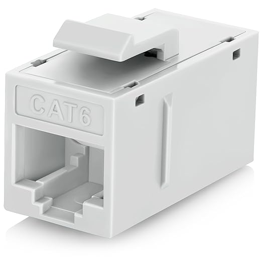 Everest RJ45 CAT6 Keystone Coupler in White (12-Pack) - RJ45 Coupler - Cat6 Keystone Jacks