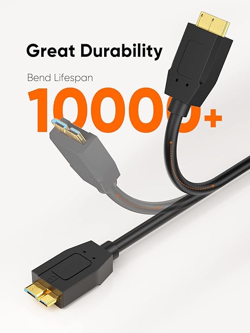 CableCreation 2FT USB C to Micro B Cable,10Gbps Speed External Hard Drive Braided,USB 3.1 Type C to Micro B Work for iPhone 15/16,Seagate WD Westgate My Passport,MacBook Pro/Air, iPad/Tablet,Black
