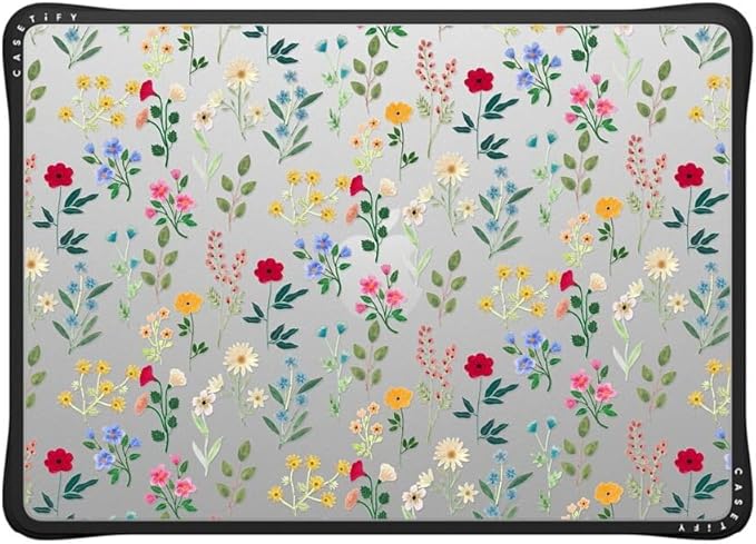 CASETiFY Impact MacBook Air 13.6" (M2-M4) Case [Cushioned Impact Corners/Scratch-Resistant/Anti-Slip Grip] - Spring Botanicals 2 - Clear Black