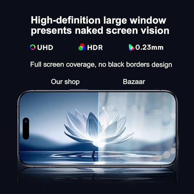 OneFish Screen Protector for Iphone 16 Pro, HD Clarity Tempered Glass Film 9H+ Hardness, with Hassle-Free Installation Frame, Dust-Free Bubble-Free Anti-Fingerprint, 2Pack