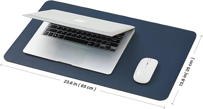 Cork Desk Mat - Small Dual-Sided Desk Pad for Office and Home - Desk Organization and Accessories - Ideal for Large Mouse Pad and Small Desk Mats on Top of Desks(Dark Blue,23.6"x 13.8")