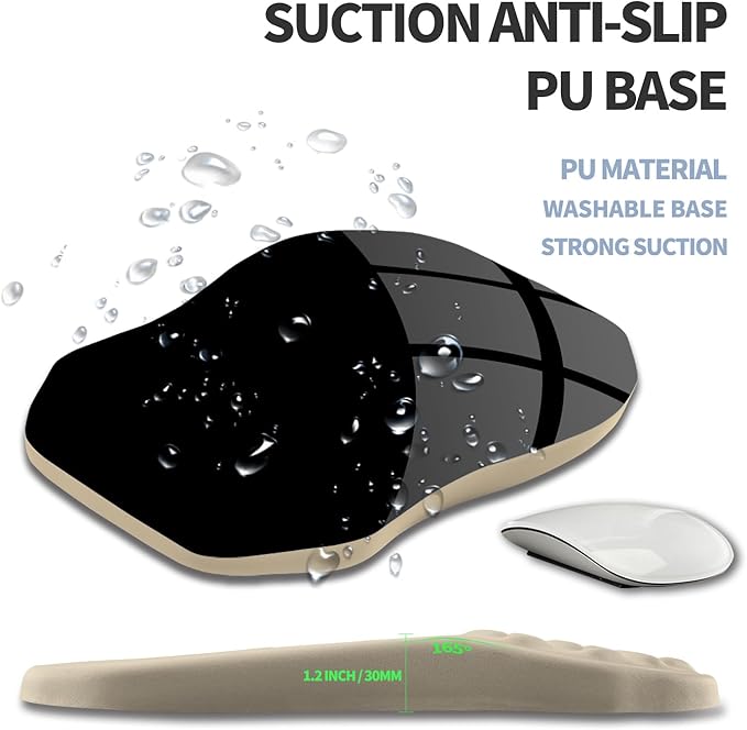 Ergonomic Raised Mouse Pad Wrist Support with Bilateral Slope Memory Foam Mousepad for Wrist Rest and Carpal Tunnel Pain Relief 11.8x7.9〃 Khaki