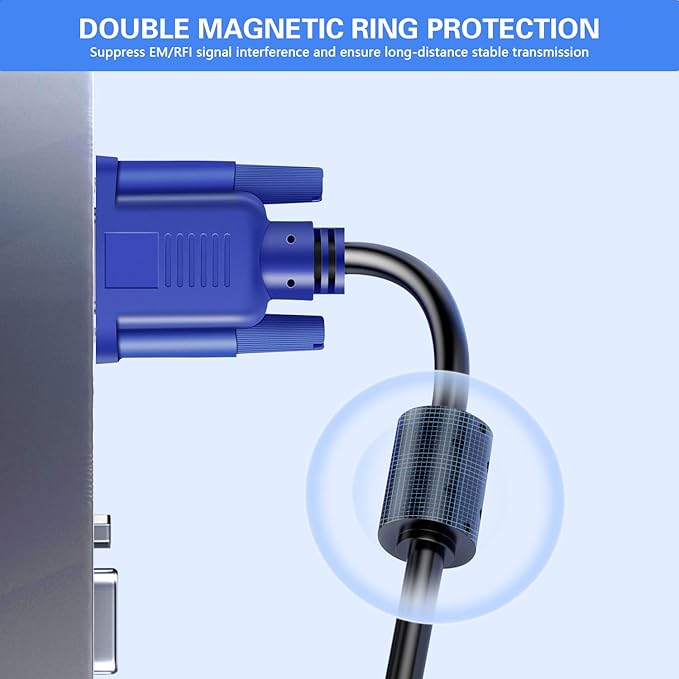 VGA to VGA Monitor Cable 10 Pack, 15 Pin Male to Male Computer Cord Support 1080P Full HD for Laptop TV Projector - 3 Feet