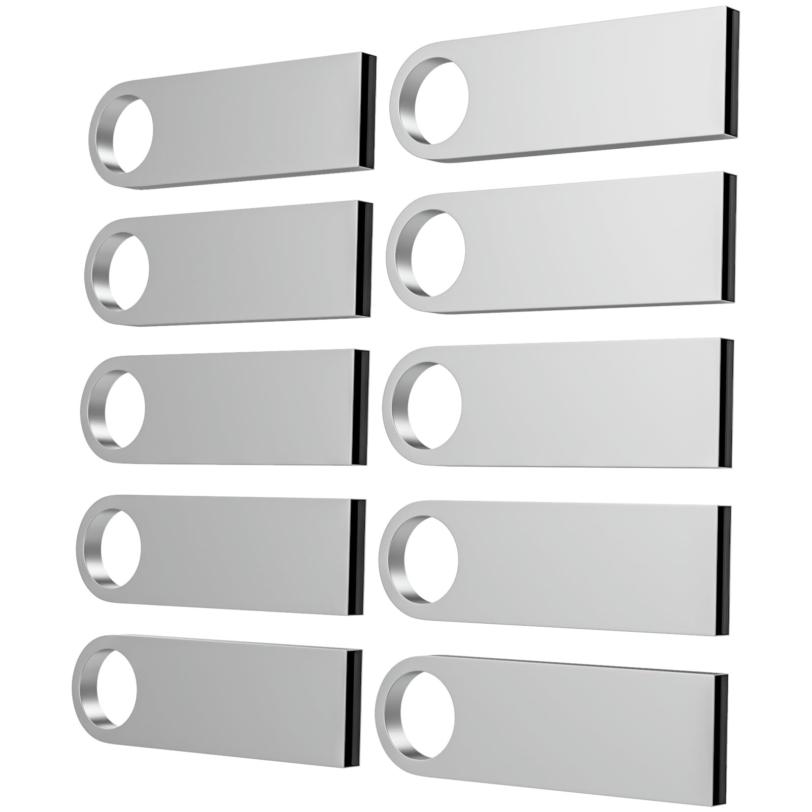 ABLAZE 8GB Flash Drive 10 Pack, Metal USB 2.0 Thumb Drives with Keychains USB Sticks Pendrives (Sliver)