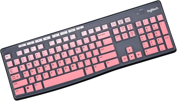 Keyboard Cover for Logitech MK370 MK295 MK270 K270 Wireless Keyboard, Logitech MK370 MK270 Keyboard Skin Protector - Gradual Pink