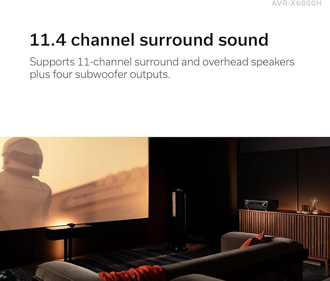 Denon AVR-X6800H 11.4 Channel 8K Receiver with 3D Audio and Dolby Atmos with a 1 Year Amber Protection Extension (2023), Black