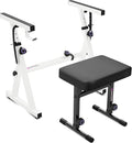 Liquid Stands Portable Heavy Duty Digital Piano Stand & Bench Set - Adjustable Keyboard Music Stand & Seat for 54-88 Key Electric Pianos (White)
