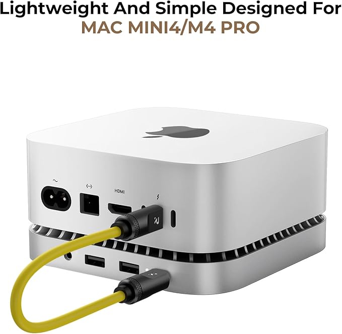 40Gbps Aluminum Hub & Stand for New M4/M4 Pro Mac Mini (2024) with 40Gbps NVMe/M.2 SSD Enclosure, 2X USB-A, USB-C Host, 3.5mm Audio – Compatible with All New Mac Mini M4/M4 Pro