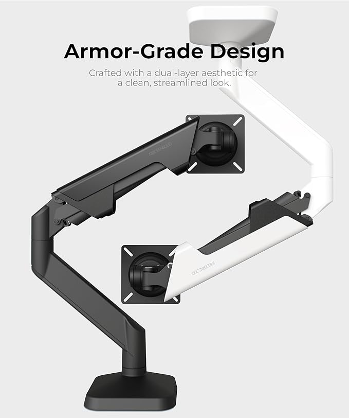 Heavy Duty Ultrawide Monitor Arm with RGB Lighting & USB Charging, Fits 34 to 49 inch Curved Screens, Supports 14 to 38 lbs, Adjustable Desk Mount, Compatible with Gaming Setup, White