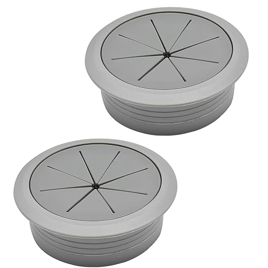 Desk Grommet 2-3/8" (60 mm), Desk Hole Cover for Cables Dark Grey, Cable Grommet ABS Plastic, Desk Hole Grommet for Office and Home Table Cable, Detachable & Flexible Cable Cord Organizer-2 Pcs