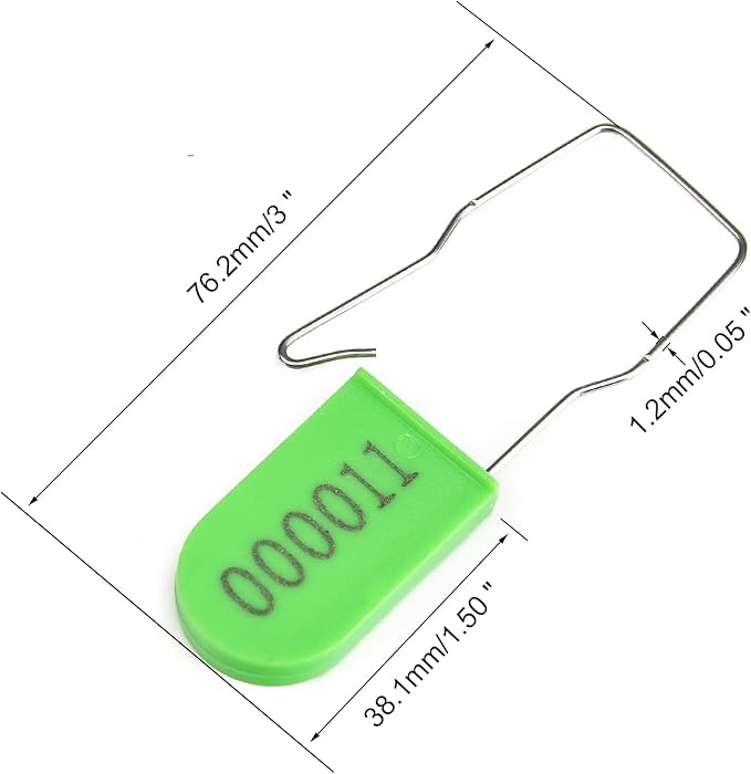 50PCS Plastic Padlock Security Seals Metal Wire Padlocks Electric Meter Lockout Tags Self-Locking Numbered Anti Tamper Seal Lock Green