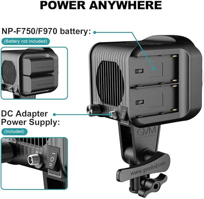 GVM SD80S 80W COB Video Light Kit, 5600K Continuous Lighting for Photography with Bowens Mount Softbox&Stand, 8 Lighting Effects Support AC Adapter & NP Series Battery