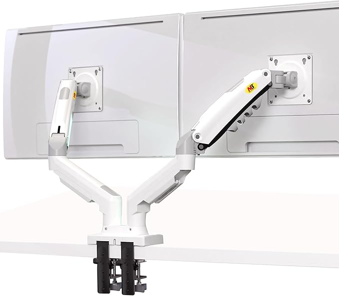 NB North Bayou Dual Monitor Desk Mount Stand Full Motion Swivel Computer Monitor Arm for Two Screens 17-27 Inch with 4.4~19.8lbs Load Capacity for Each Display F160-W