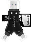 SD Card Reader for iPhone/ipad/Android/Mac/Computer/Camera,4 in1 Micro SD Card Reader Trail Camera Viewer, Portable Memory Card Reader SD Card Adapter for SD and TF Cards(Black)
