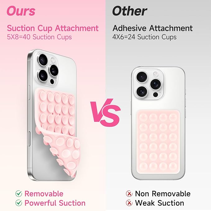 Silicone Suction Cup Phone Case Mount Double Sided, Phone Accessories Hands-Free Strong Grip Holder for Selfies and Videos, Silicon Phone Stand for iPhone and Android Light Blue