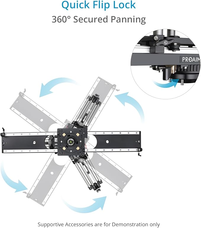 PROAIM Flyking PRO 4ft Mitchell Video Camera Slider for Videomakers & Filmmakers. with 360° Sweeping Panning & Quick Flip Lock. Payload up to 100kg / 220lb.