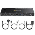 USB C HDMI DP KVM Switch for 1 Desktop+1 Laptop, Dual Monitor KVM Switch 4K@60Hz Support PD with USB C Cable, Wired Controller and Power Adapter
