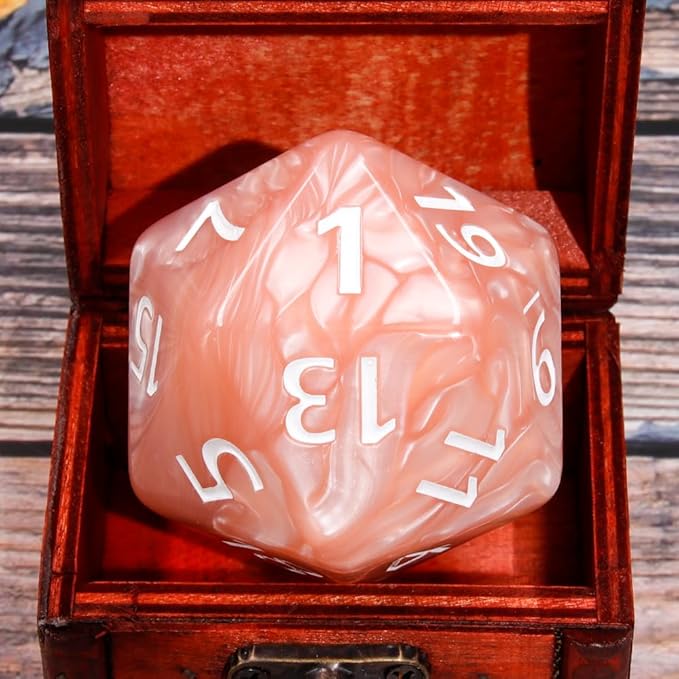 20 Sided DND Dice,D20 Giant Polyhedral Dice,55mm Titan Large Pearl Color D20 Dice,20 Sided Cube D&D Dice Set for Dungeons and Dragons, RPG, MTG Table Games(Beige Pearl)