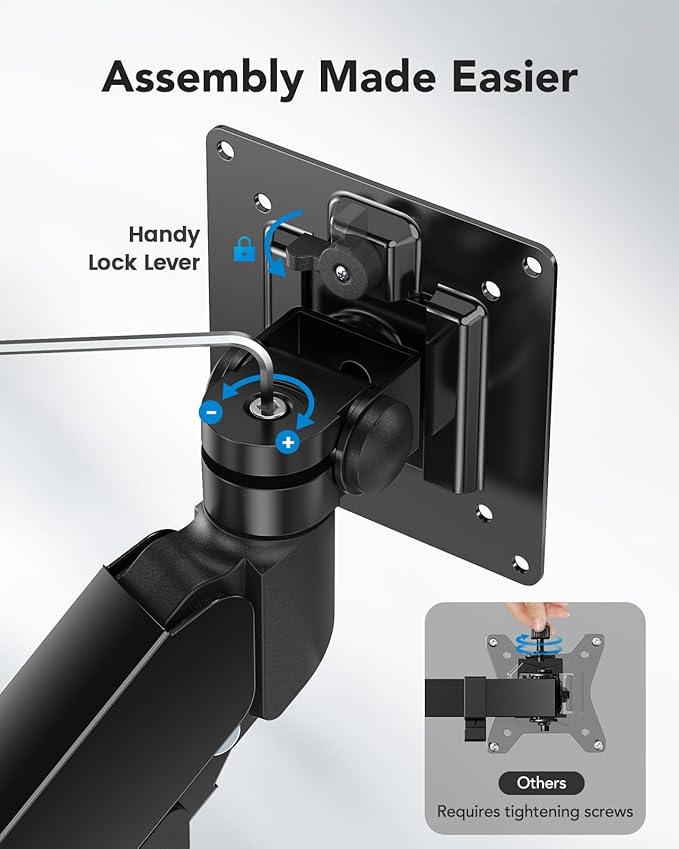 HUANUO Ultrawide Monitor Arm for 13 to 43 Inch Screens, Single Heavy Duty Monitor Arm Holds up to 33 lbs, Full Motion with Tilt Swivel Rotation, VESA 75x75mm or 100x100mm