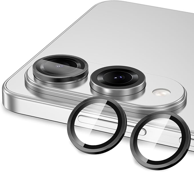 for Samsung Galaxy S25 Edge Camera Lens Protector, Individual Metal Ring Tempered Glass Lens Cover, [Strong Adsorption] Scratch Resistant Ultra-Thin HD Clear Lens Cover, 1 Set-Black