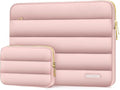 MOSISO 15-15.6 inch Laptop Case, 16 inch Puffy Laptop Sleeve Compatible with MacBook Pro 16, HP Dell ASUS Acer Toshiba Lenovo Notebook Computer, Polyester Horizontal Bag with Small Case, Pink