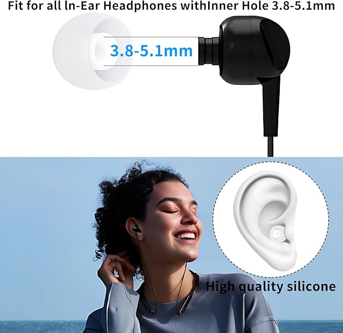 Earbud Replacement Tips Silicone Earbud Tips Fit Most in-Ear Earbuds(Inner Hole 3.8mm -5.1mm) Headphone Ear Bud Covers 9 Pairs S M L