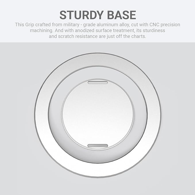 Grat 3 Lite Magnetic Phone Loop, [Nylon-core Silicone Strap] 360° Rotatable Phone Grip, Detachable Finger Holder Compatible with Magsafe for iPhone 16 15 14 13 12 Pro/max, Silver