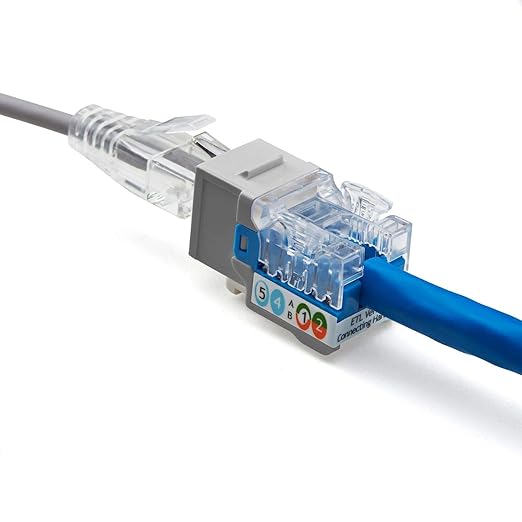 trueCABLE Cat6 Keystone Jack, Unshielded (UTP), 90 Degree Punch-Down, PoE++ (4PPoE) 100W, UL Listed, ETL Verified, ANSI/TIA Certified, Modular RJ45 Female, Gray, 12 Pack