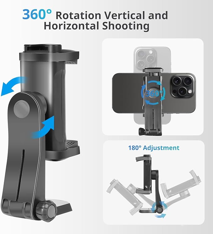 UBeesize Cell Phone Tripod Mount with Wireless Remote, Selfie Stick Monopod Head and Tripod Adapter Stand Holder Compatible with Phone Android and All Phones White