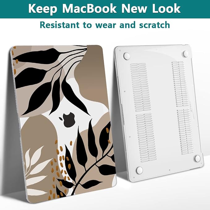 Teryeefi Compatible with MacBook Pro 13 inch Case 2020 2021 2022 2016-2019 Model M1 & M2 A2338 A2251 A2289, Hard Shell Keyboard Cover for Touch Bar, Tropical Leaf, Leaves